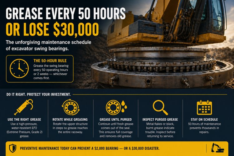 Grease Every 50 Hours or Lose $30,000 — The Unforgiving Maintenance Schedule of Excavator Swing Bearings